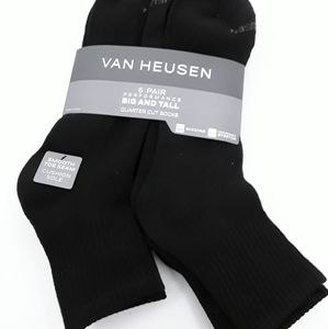 Men's big & tall quarter cut black socks six pack